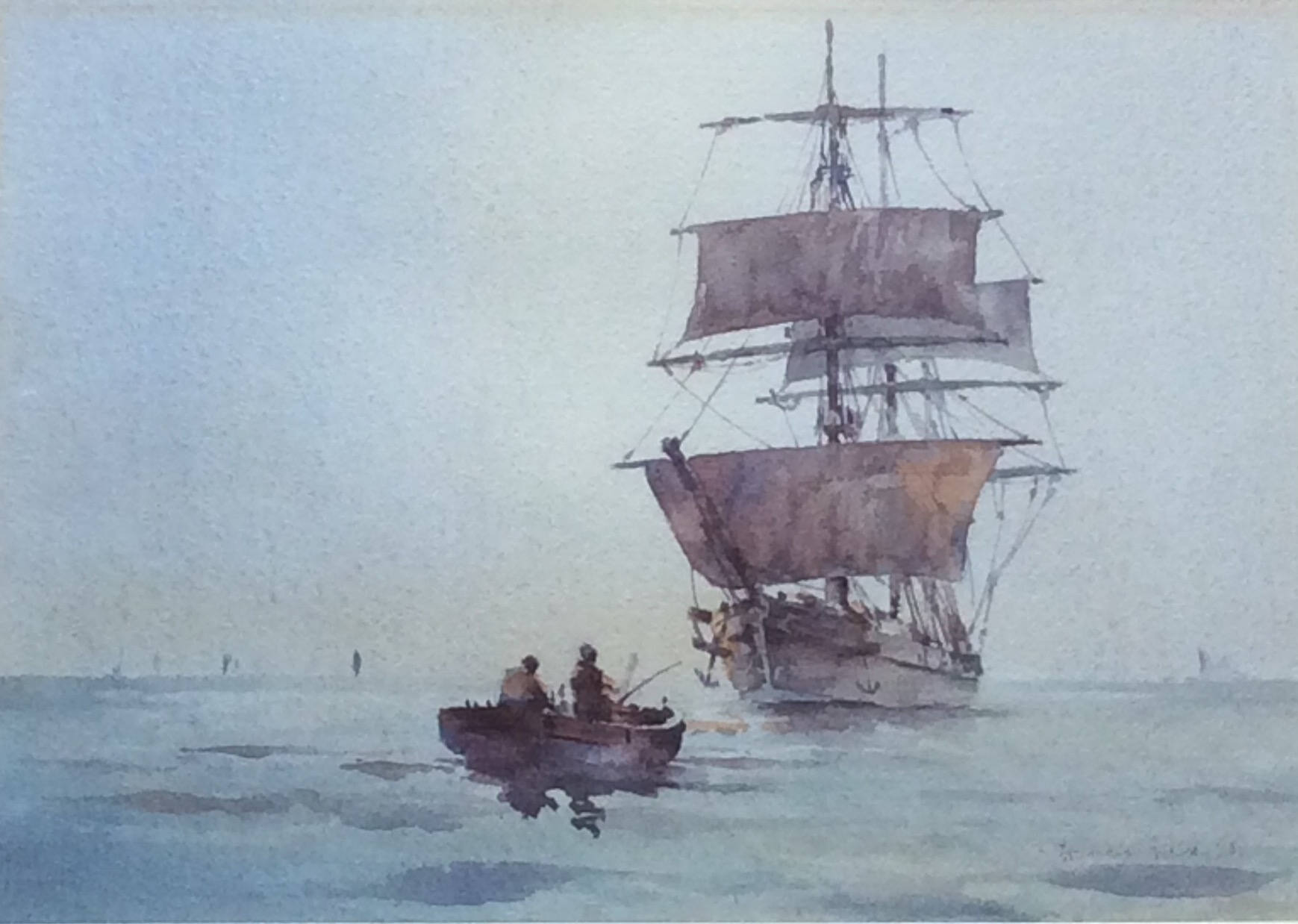 Francis Leke, Two Masted Vessel and Rowing Boat