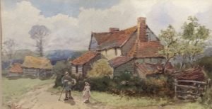 Villagers outside a cottage, Will Anderson