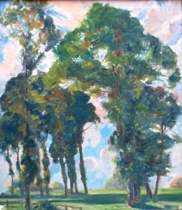 Trees, unsigned oil study