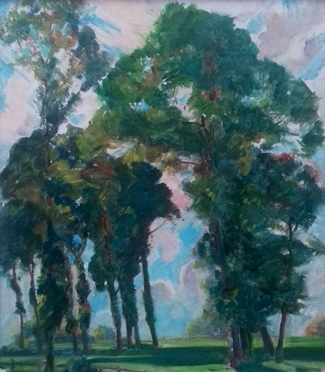 Landscape impressionist sketch of trees