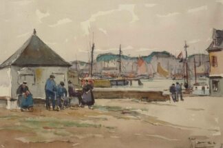 Breton Fishermen, 20th Century French Fishing Watercolour by J. Marce