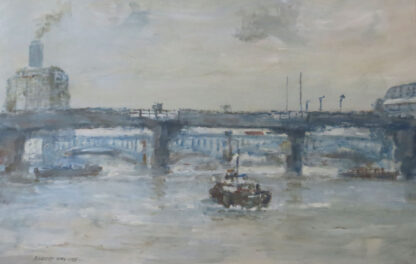 Oil Painting of River Thames Near Cannon Street, London by Robert Hay
