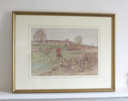 RH Buxton watercolour fox hunting painting