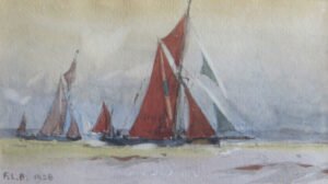 Twentieth Century Thames Barge Sailing Boat Painting by F.L. Blanchard