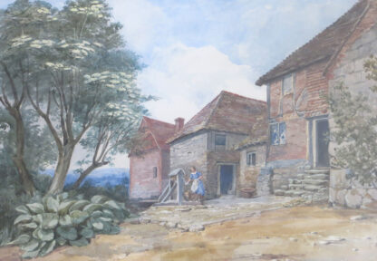 Victorian Watercolour Painting of Crookham Hill Farm, Berkshire, by H.H. White, English Victorian antique painting