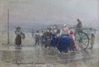Antique Victorian painting of fishermen