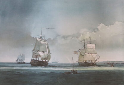 P.J. Ashmore, Watercolour Painting of Tall Ships