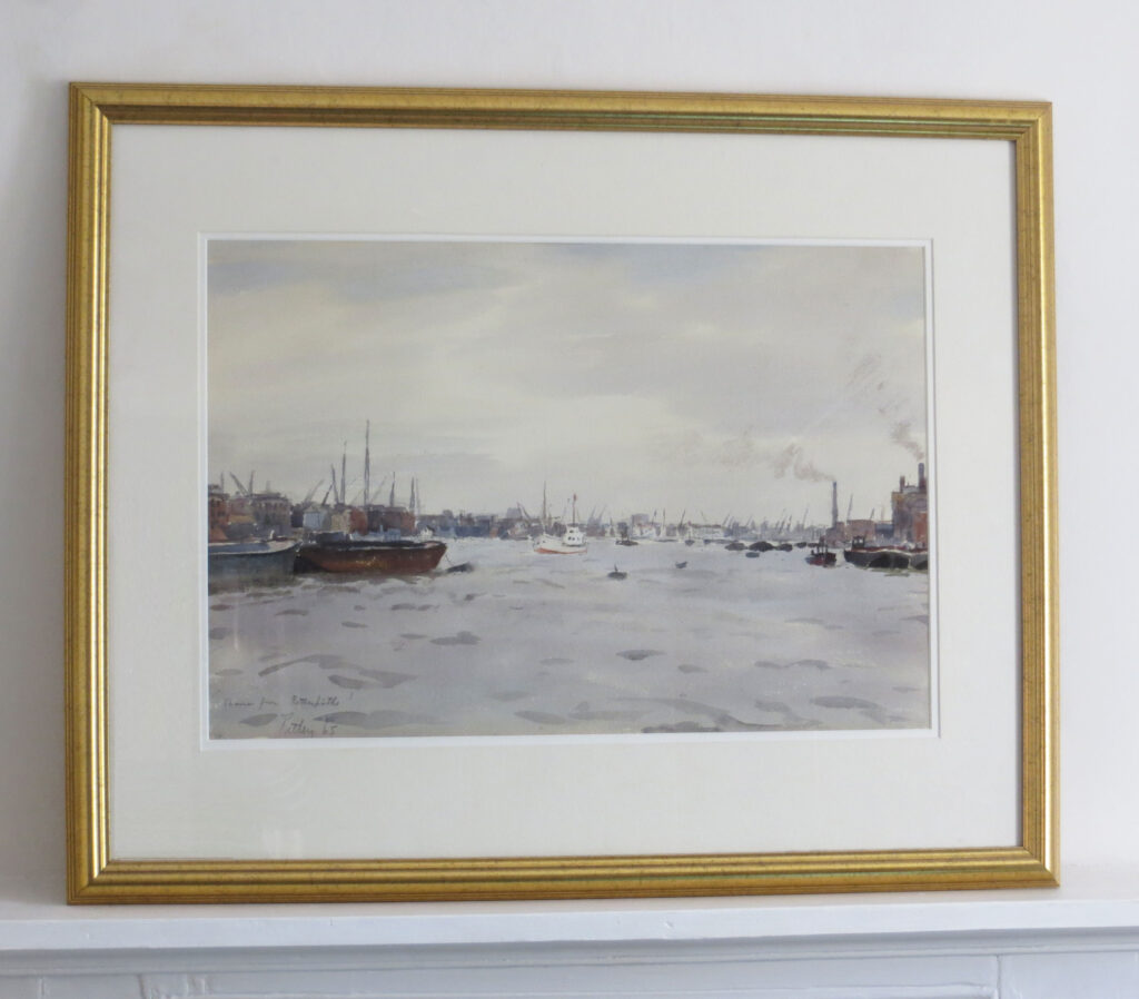 Thames at Rotherhithe, Watercolour Painting of the River Thames with ...