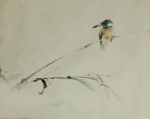 Chinese brush painting of a Kingfisher