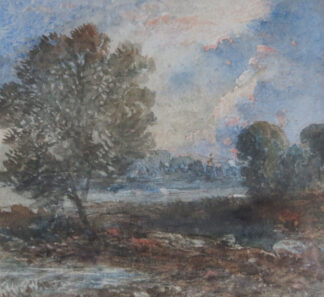Early antique English watercolour landscape painting, Norwich school