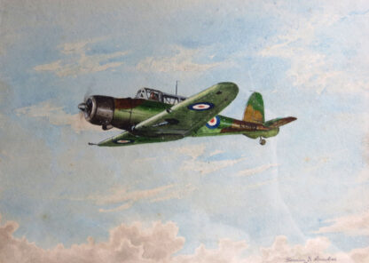 Second World War Second World War Aeroplane Watercolour Painting by Gordon E. Brashier, Blackburn Skua (B-24) dive-bomber.