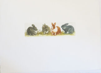Limited Edition Etching & Aquatint of rabbits by Valerie Christmas