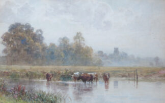 Sir Ernest A Waterlow Victorian/ antique landscape watercolour painting of Norfolk, England