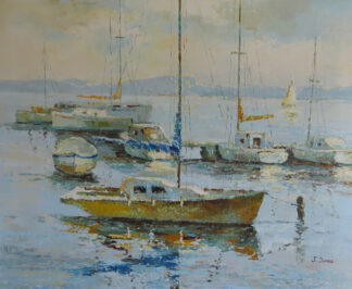 Oil Painting of Sailing Boats by J Dumas
