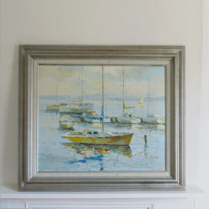 J Dumas Boats Oil Painting